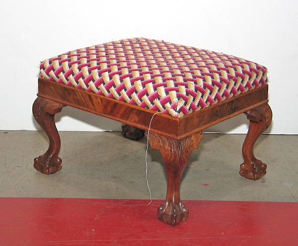 Appraisal: A Chippendale style mahogany stool th century height in width