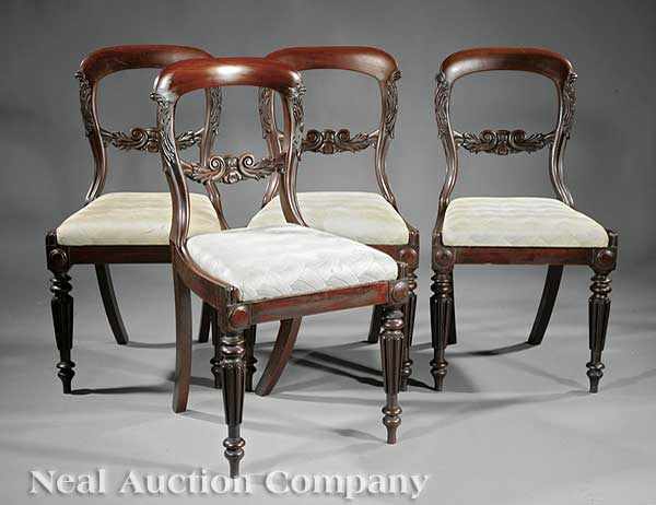 Appraisal: Four William IV Carved Mahogany Side Chairs c modified balloon