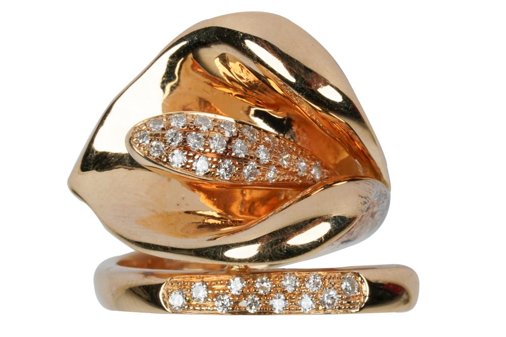 Appraisal: FRENCH KARAT ROSE GOLD DIAMOND 'CALLA LILY' RINGstamped k with