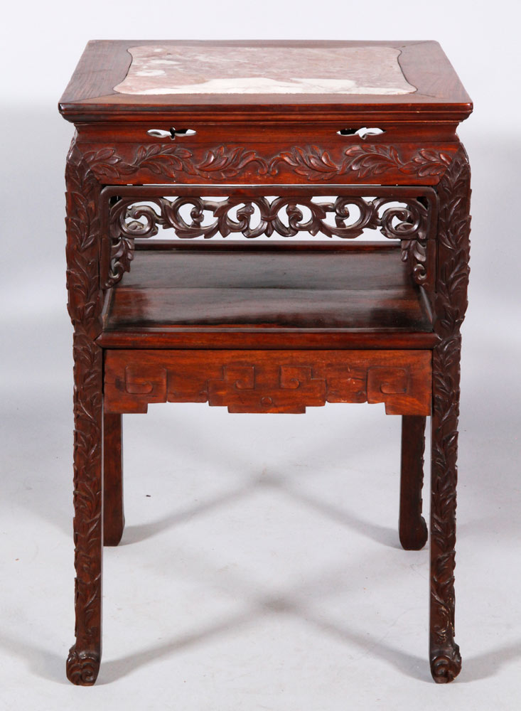 Appraisal: - Chinese th C Rosewood Square Table Carved rosewood table