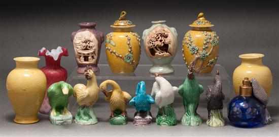 Appraisal: assorted Chinese Export ducks and chickens miniature Chinese Export vases