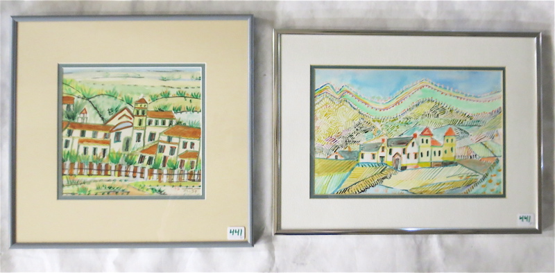 Appraisal: RUZA ERCEG TWO WATERCOLORS ON PAPER Oregon Yugoslavia - Small