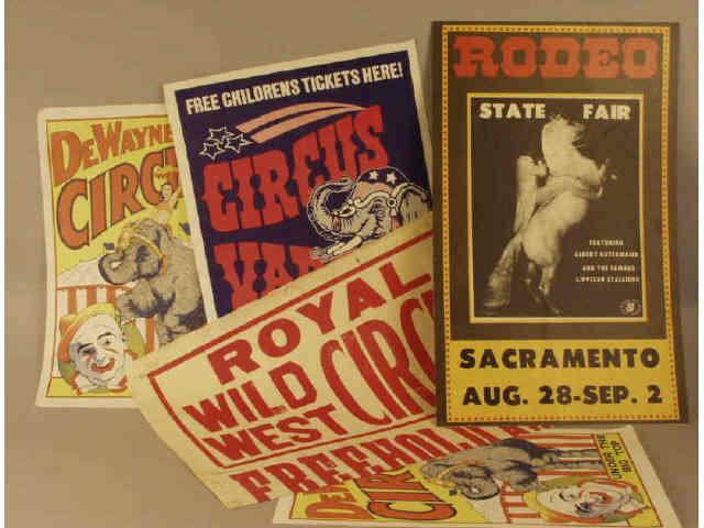 Appraisal: Collection of vintage circus posters including Royal Wild West DeWayne