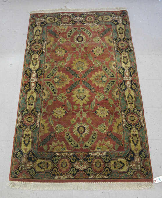 Appraisal: HAND KNOTTED ORIENTAL AREA RUG contemporary Indo-Persian overall floral decoration