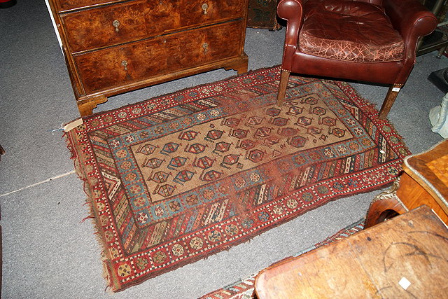 Appraisal: A HAMADAN RUG with hook motifs and one other small