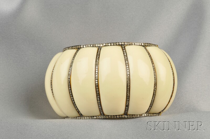 Appraisal: kt Gold Resin and Diamond Bracelet designed as a wide