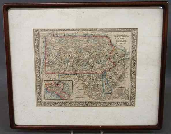 Appraisal: Hand-colored map of Pennsylvania New Jersey Maryland and Delaware dated