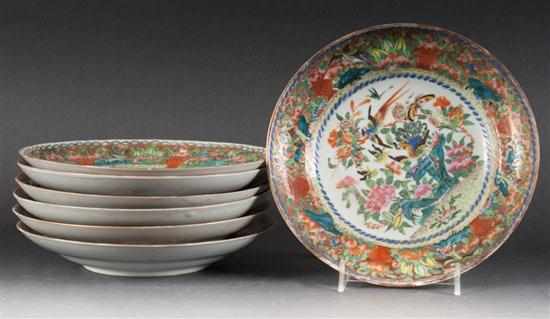 Appraisal: Seven assorted Chinese Export Famille Rose porcelain luncheon plates mid-