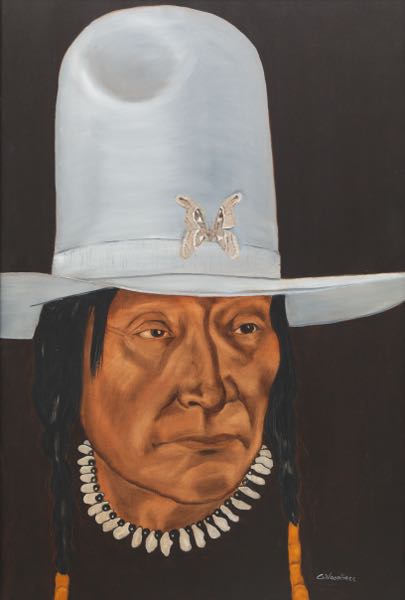 Appraisal: G VOORHEES AMERICAN TH CENTURY x Native American Chief Oil