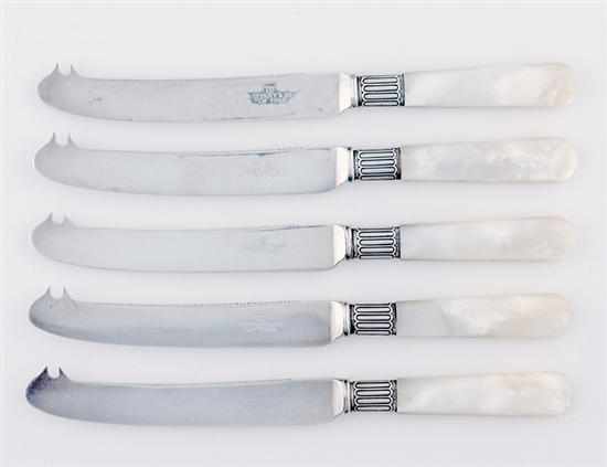 Appraisal: Tiffany Co sterling and mother-of-pearl handle fruit knives circa bowed