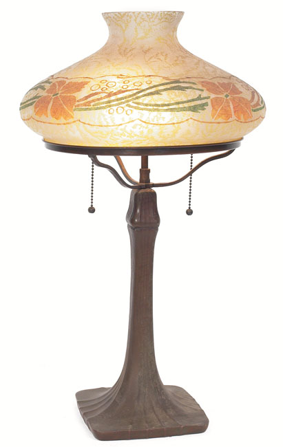 Appraisal: Handel Tam O'Shanter lamp stylized floral design to shade over