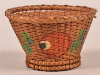 Appraisal: Antique Split Willow Basket Antique Split Willow Floral and Foliate