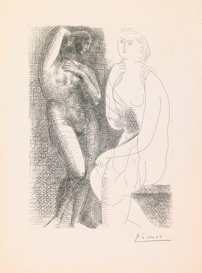 Appraisal: PABLO PICASSO Femme nue devant une Statue Etching x mm