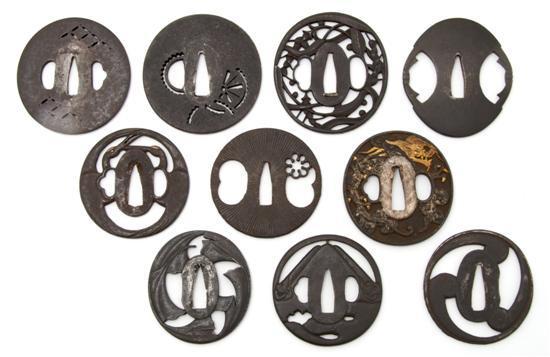 Appraisal: A Group of Ten Tsuba comprised of a middle Edo