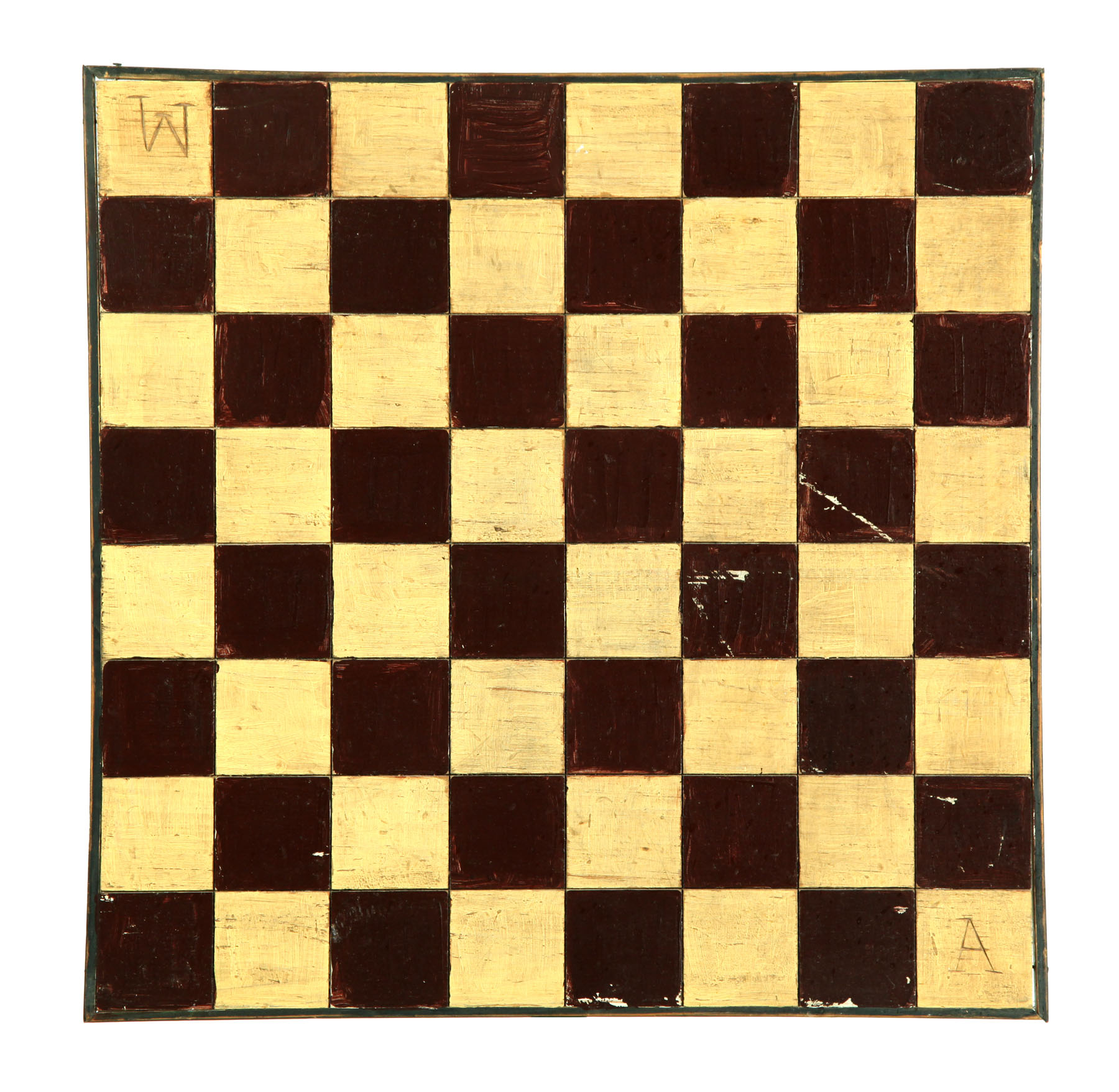 Appraisal: GAMEBOARD American th century Single board with incised and painted