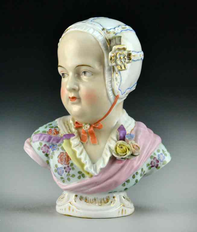 Appraisal: Royal Vienna Porcelain Hand-Painted Female BustDepicting a young girl with