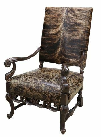 Appraisal: Custom Baroque style highback arm chair Markor Furniture st c