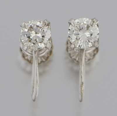 Appraisal: A Pair of Diamond Stud Clips k white gold French