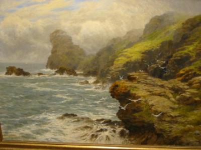 Appraisal: C DAVIDSON Cornish Coastal Scene signed and dated x gilt