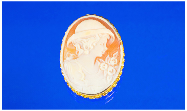 Appraisal: ct Gold Cameo Showing A Young Woman Wearing A Dress