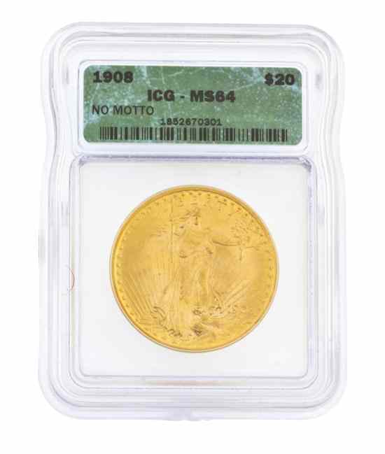 Appraisal: A U S St Gaudens Uncirculated Gold Coin the double