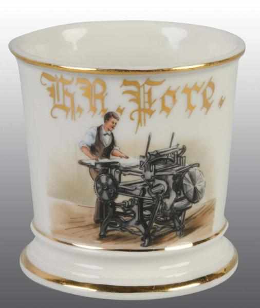 Appraisal: Color Printing Press Occupational Shaving Mug Description French stamp under