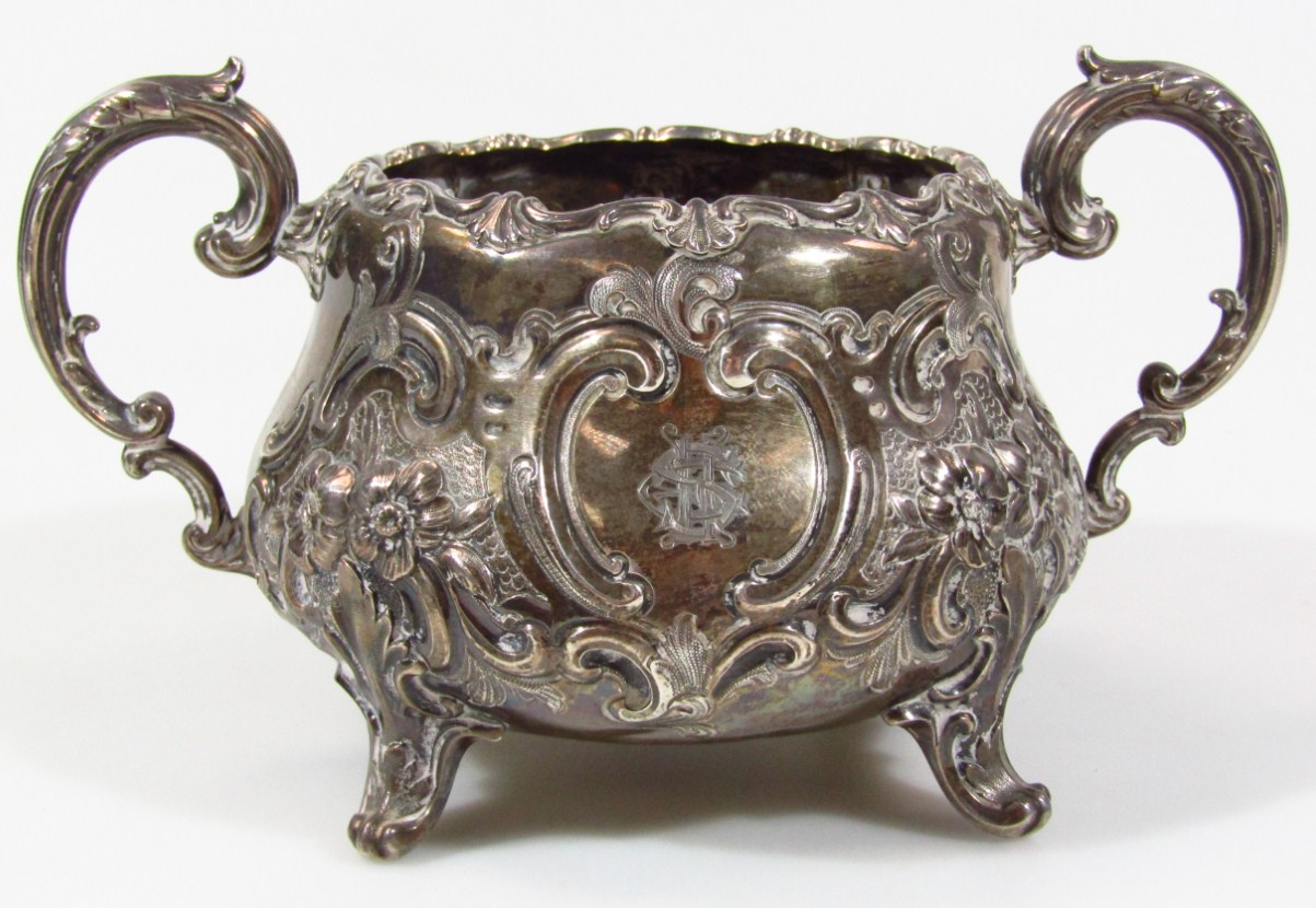 Appraisal: A Victorian silver two handled sugar bowl of highly elaborate