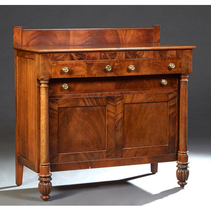 Appraisal: American Classical Carved Mahogany Sideboard th c with a stepped