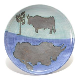 Appraisal: Pablo Picasso Toros partially glazed ceramic dish PABLO PICASSO Spanish