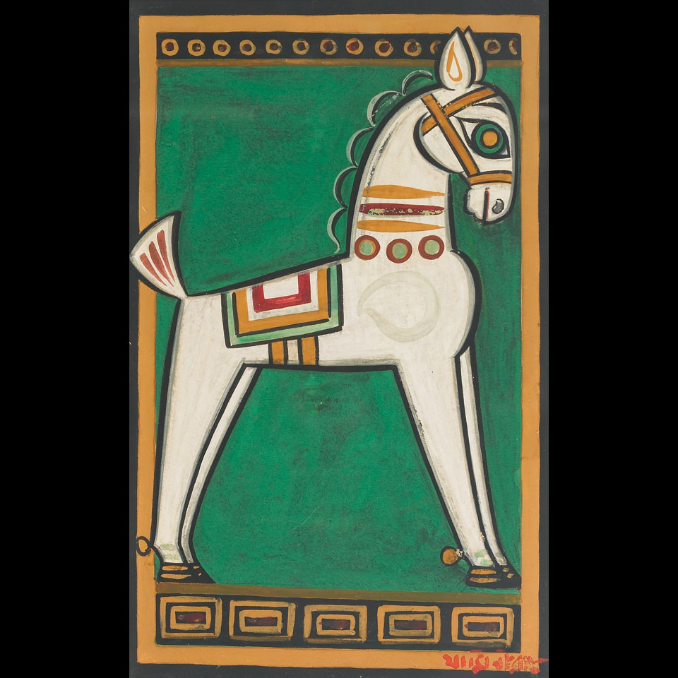 Appraisal: Jamini Roy - India HORSES Two gouache on paper studies