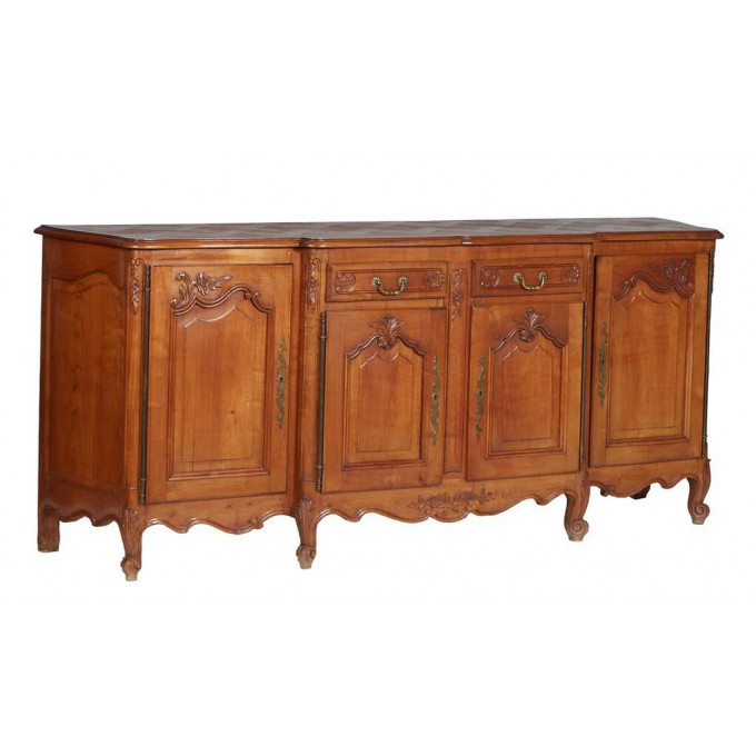 Appraisal: French Louis XV Style Carved Cherry Bombe Sideboard th c