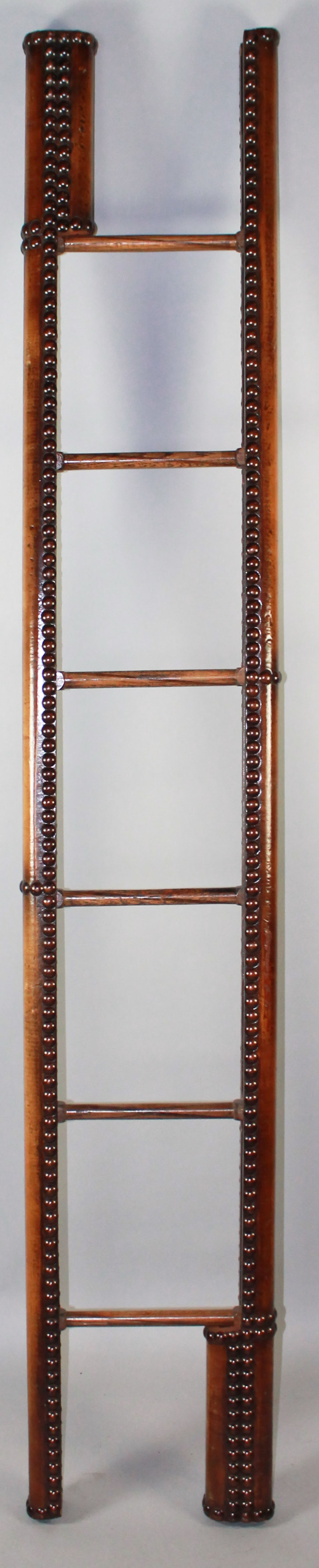 Appraisal: REGENCY STYLE OAK AND LEATHER COLLAPSIBLE LIBRARY LADDER having an