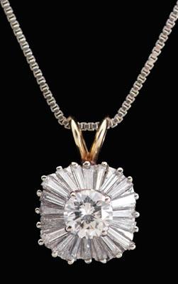 Appraisal: Ballerina style diamond pendant central round brilliant-cut diamond estimated weight