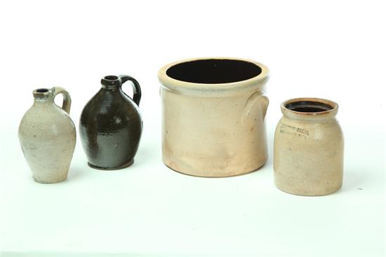 Appraisal: FOUR PIECES OF STONEWARE AND REDWARE American nd half- th