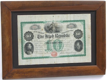 Appraisal: - Fenian Rising The Irish Republic Ten Dollars Bond Rare