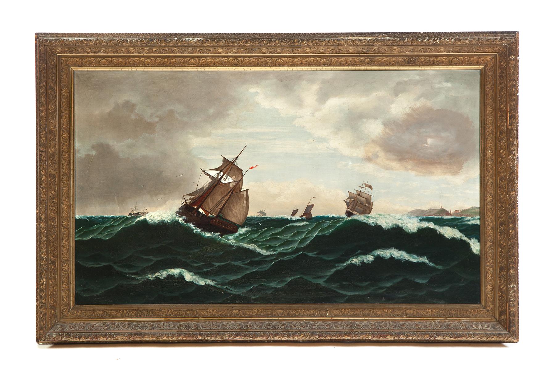 Appraisal: FRAMED SEASCAPE European th quarter- th century Heavy seas with