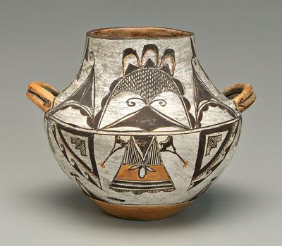 Appraisal: Acoma decorated jar slightly flared rim above applied lug handles