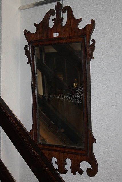 Appraisal: AN TH CENTURY WALNUT FRET WALL MIRROR cm x cm