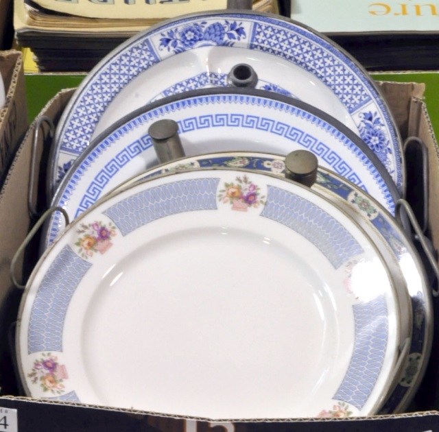 Appraisal: Bx Four Blue White Warming Plates