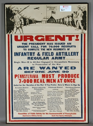 Appraisal: PA Recruitment Poster ca x new frame