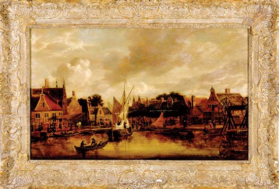 Appraisal: Jan Van der Heyden after Dutch - DUTCH HARBOR SCENE