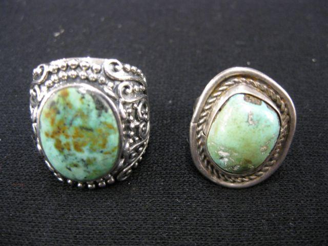 Appraisal: Sterling Silver Turquoise Rings one Indian