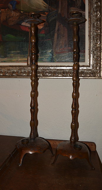 Appraisal: Pair of Japanese tall candlestickscirca cm high