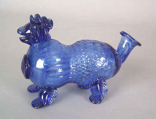 Appraisal: German cobalt glass whimsy bottle th c h w