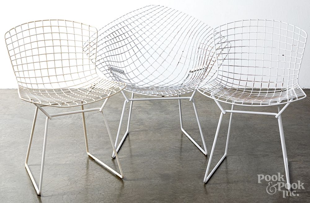 Appraisal: Six Bertoia wire chairs Six Bertoia wire chairs Condition Several