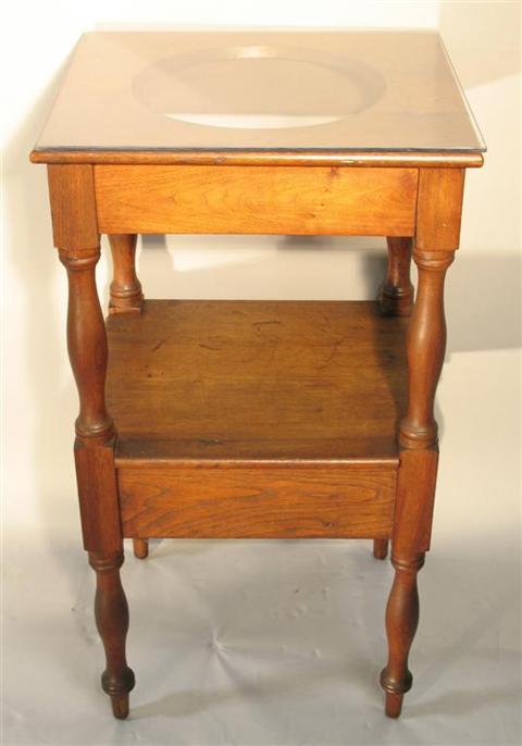 Appraisal: FEDERAL STYLE SQUARE WASHSTAND WITH GLASS TOP the square cut-top