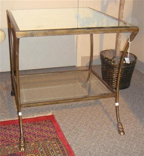 Appraisal: PAIR OF METAL SIDE TABLES WITH TWO TIER MIRRORED TOPS