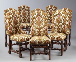 Appraisal: Set of Eight French Louis XIII Style Carved Birch Dining