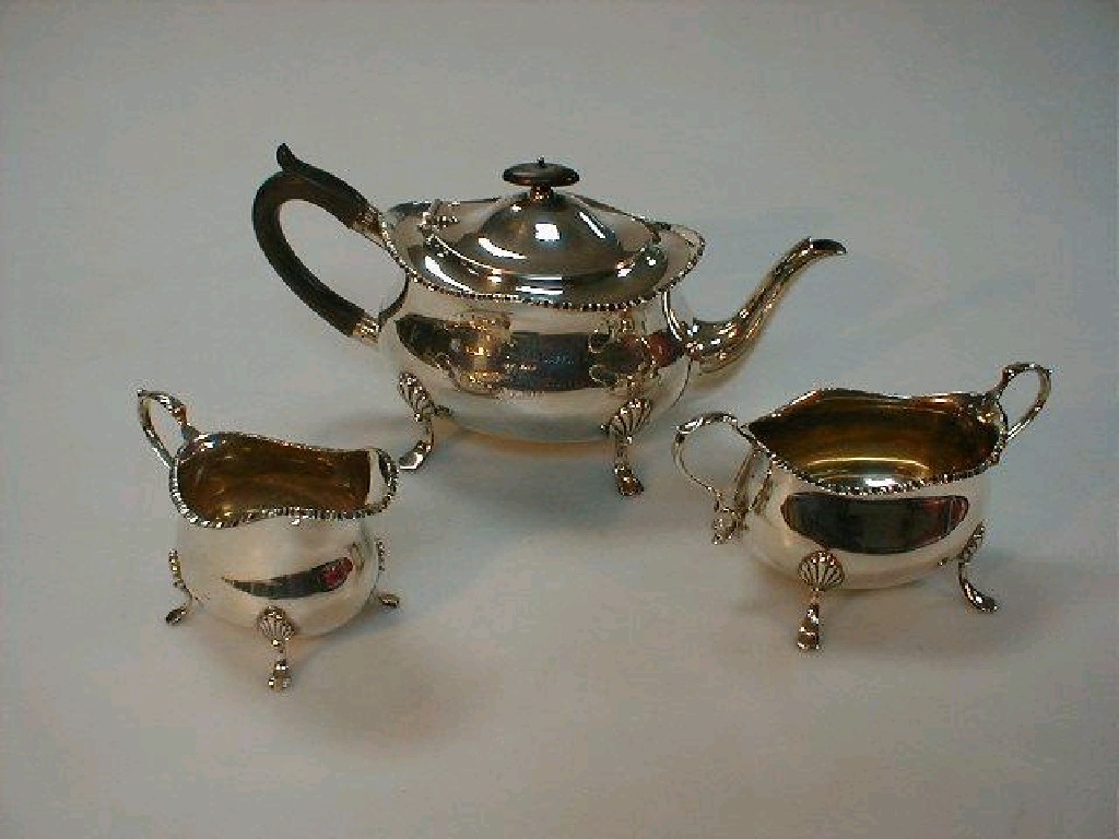 Appraisal: A George V silver three-piece tea service by William Hutton