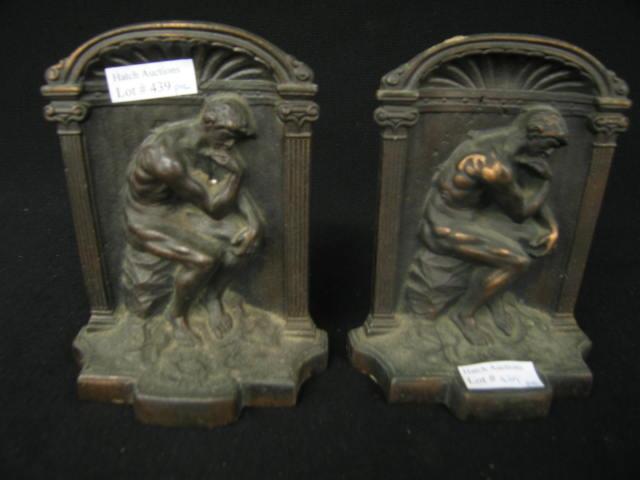 Appraisal: Deco Bronzed Bookends Thinker